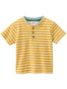 People Wear Organic - Bio Baby T-Shirt mit Knopfleiste und Streifen, gelb