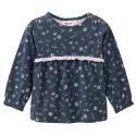 People Wear Organic - Bio Baby Langarmshirt mit Rüsche und Blumen-Allover, blau