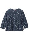 People Wear Organic - Bio Baby Langarmshirt mit Rüsche und Blumen-Allover, blau