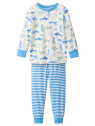 People Wear Organic - Bio Kinder Schlafanzug mit Meerestiere-Allover und Streifen