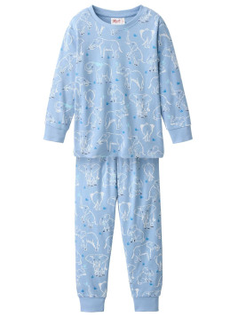 People Wear Organic - Bio Kinder Schlafanzug mit Elefanten-Allover, blau