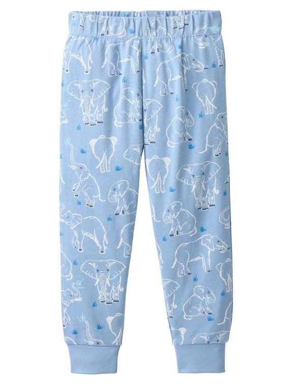 People Wear Organic - Bio Kinder Schlafanzug mit Elefanten-Allover, blau