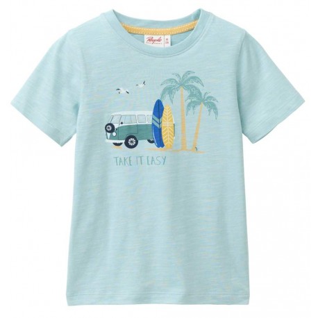 People Wear Organic - Bio Kinder T-Shirt mit Campingbus-Druck, mint