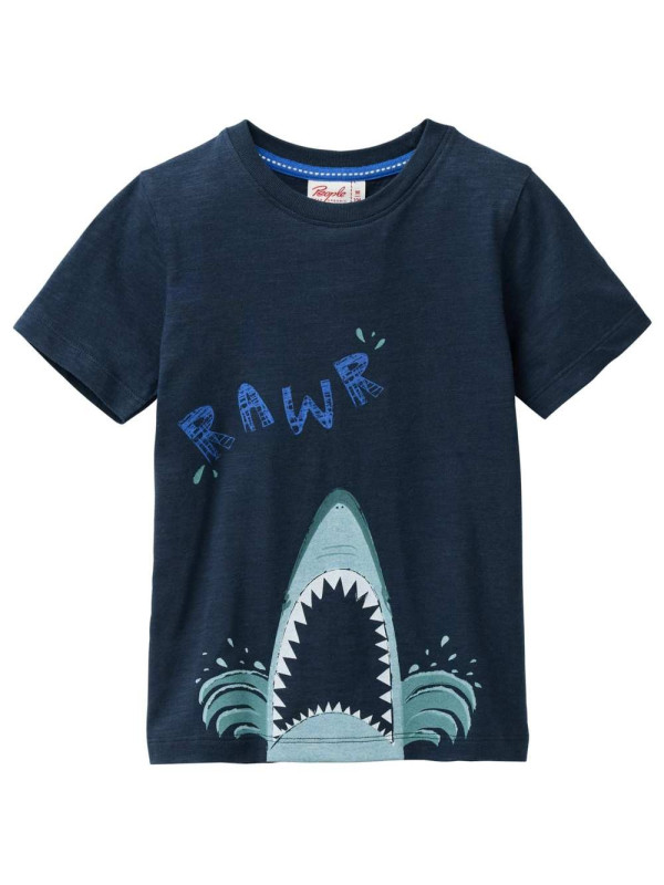 People Wear Organic - Bio Kinder T-Shirt mit Hai-Druck