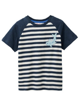 People Wear Organic - Bio Kinder T-Shirt mit Hai-Applikation und Streifen