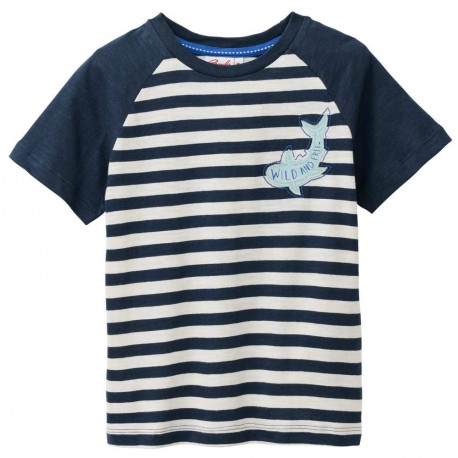 People Wear Organic - Bio Kinder T-Shirt mit Hai-Applikation und Streifen