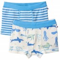 People Wear Organic - Bio Kinder Hipshorts Doppelpack mit Meerestiere-Allover/Streifen