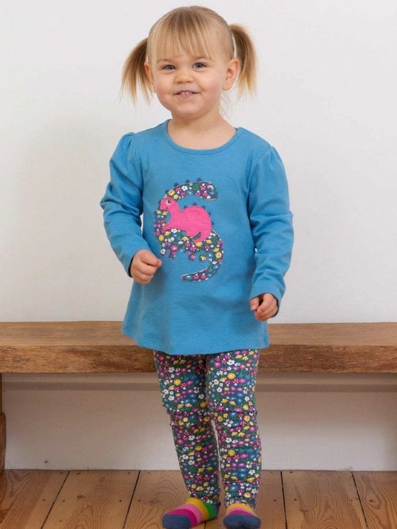 kite kids - Bio Kinder Leggings mit Blumen und Pilzen-Druck
