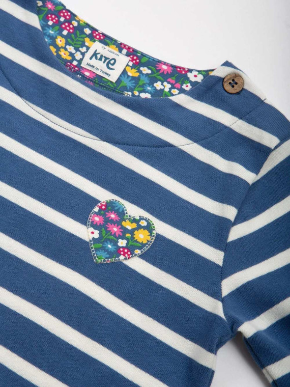kite kids - Bio Kinder Langarmshirt mit Herz-Applikation und Streifen