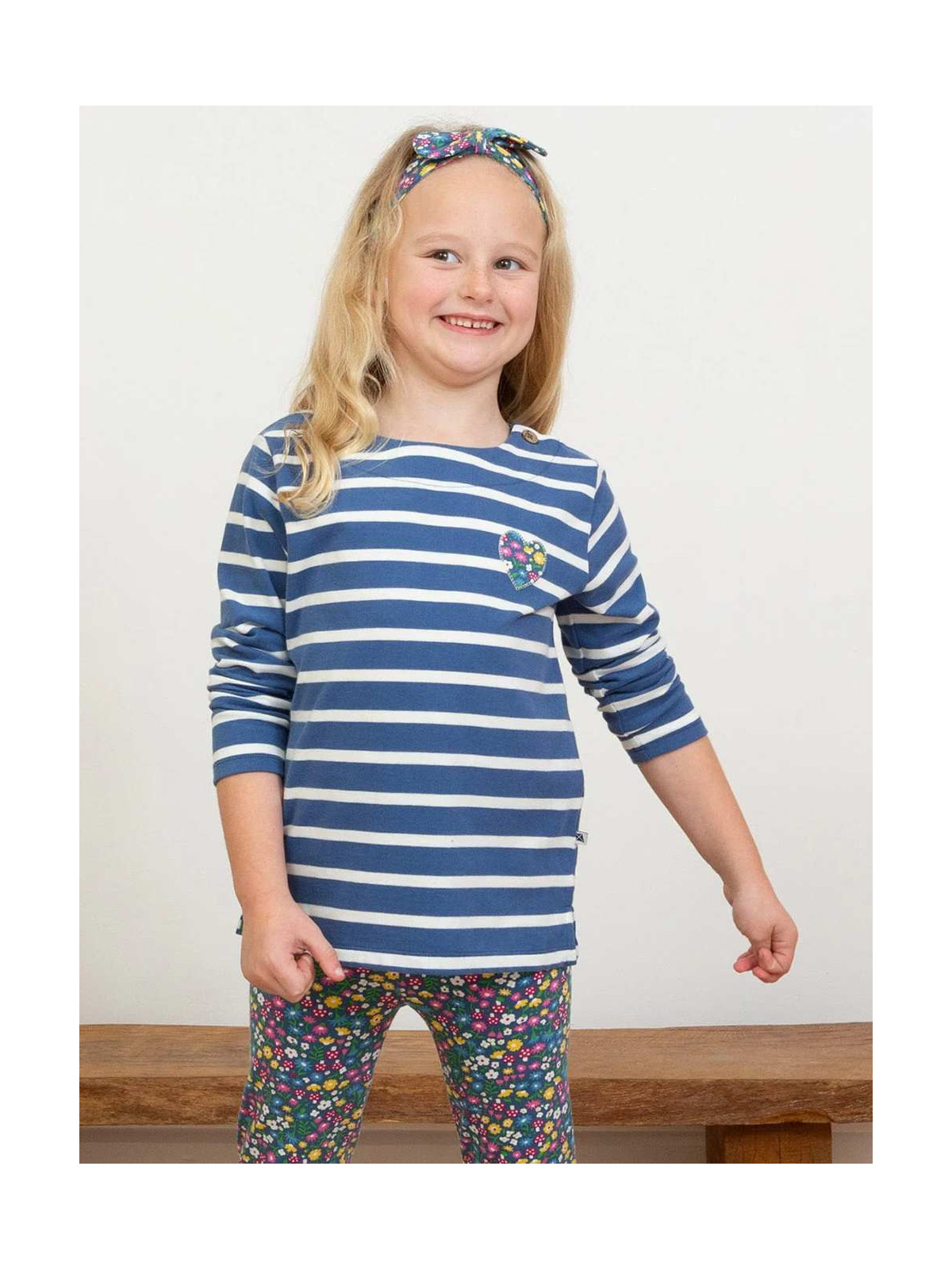 kite kids - Bio Kinder Langarmshirt mit Herz-Applikation und Streifen