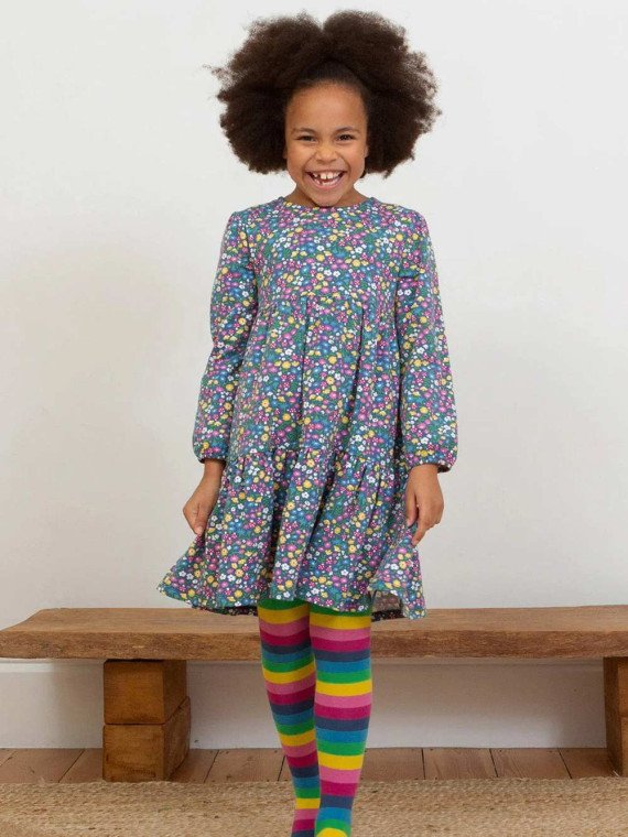 kite kids - Bio Kinder Jersey Kleid mit Blumen und Pilzen-Allover