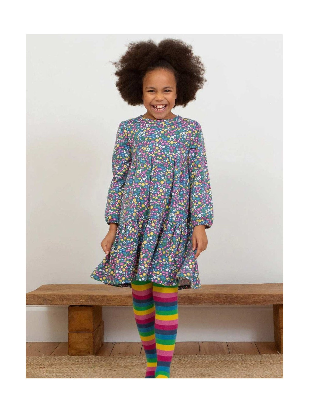 kite kids - Bio Kinder Jersey Kleid mit Blumen und Pilzen-Allover