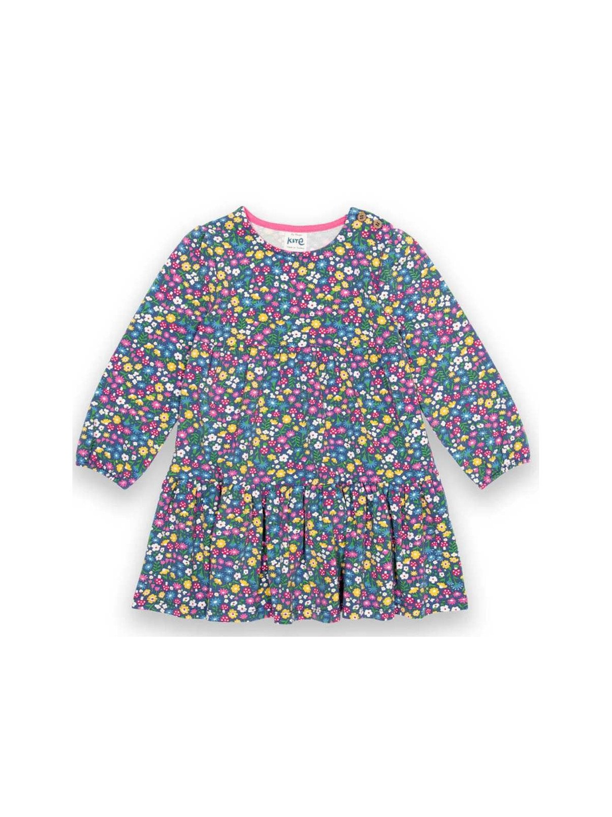 kite kids - Bio Kinder Jersey Kleid mit Blumen und Pilzen-Allover