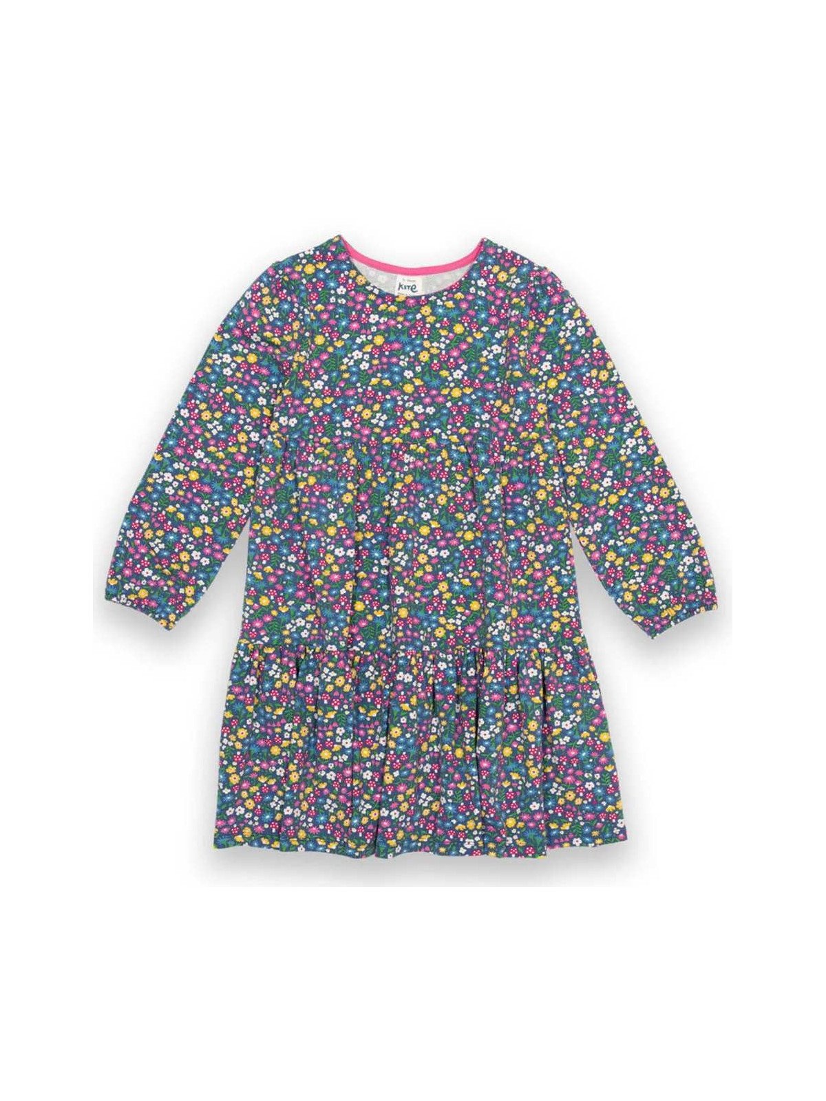 kite kids - Bio Kinder Jersey Kleid mit Blumen und Pilzen-Allover