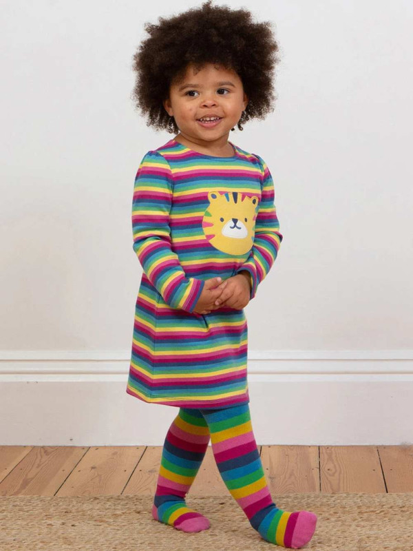 kite kids - Baby Strumpfhose mit Tiger-Motiv und Regenbogen-Streifen