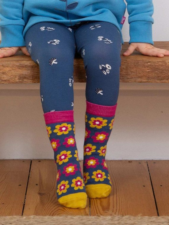 kite kids - Bio Kinder Strümpfe 3er Pack mit Blumen/Punkten/Streifen-Motiv