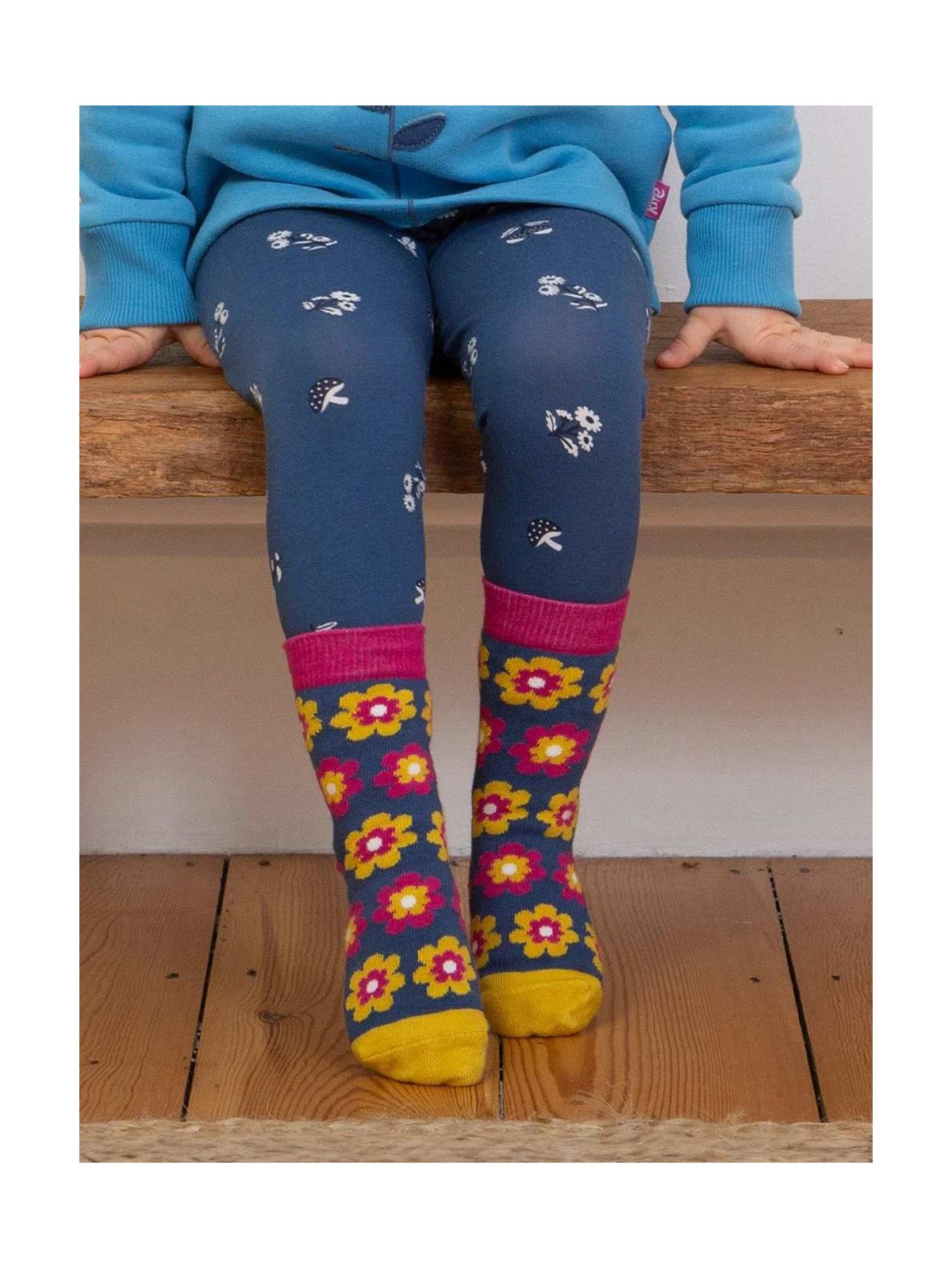 kite kids - Bio Kinder Strümpfe 3er Pack mit Blumen/Punkten/Streifen-Motiv
