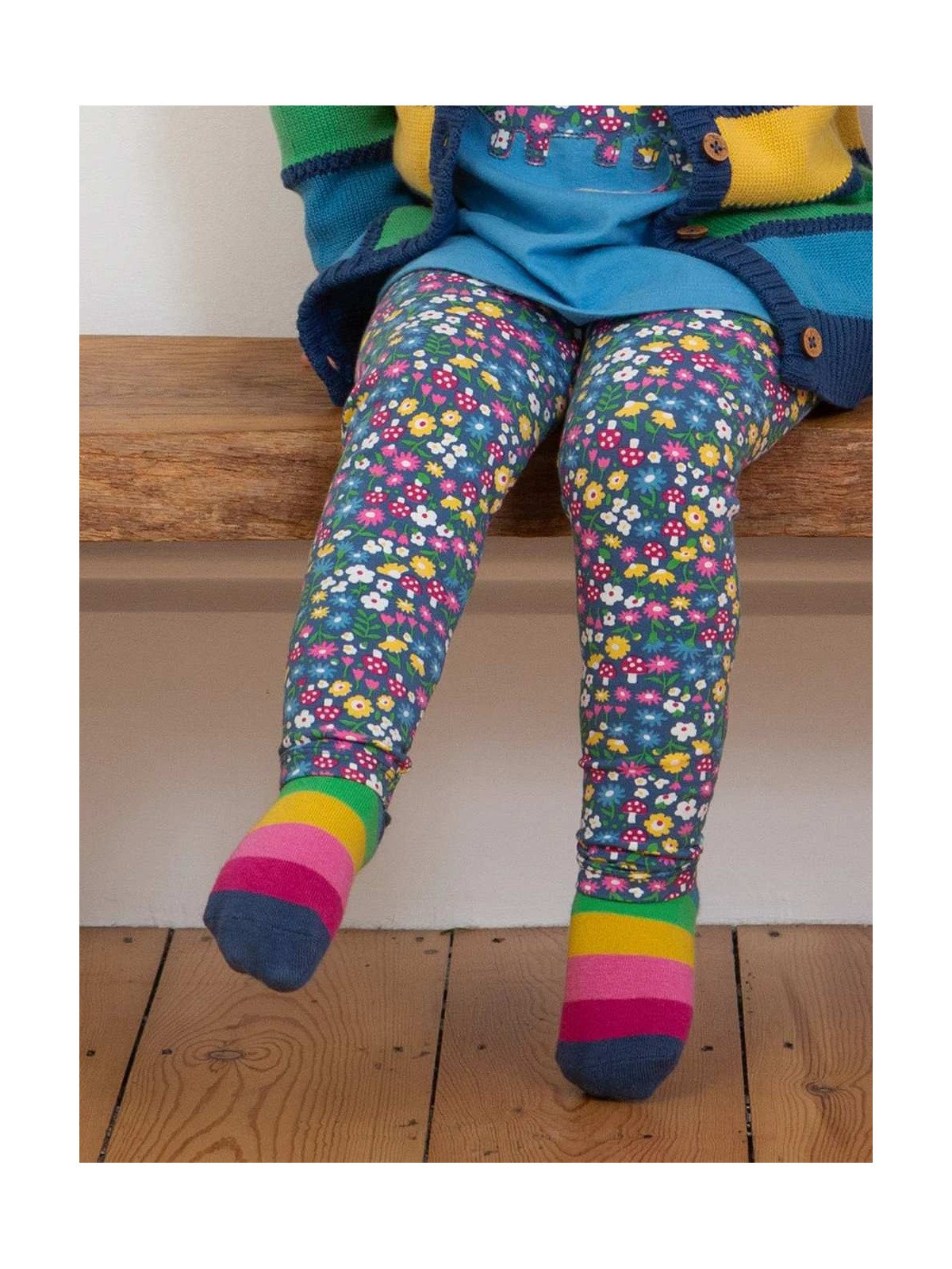 kite kids - Bio Kinder Strümpfe 3er Pack mit Blumen/Punkten/Streifen-Motiv