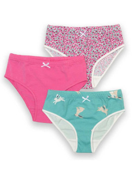 kite kids - Bio Kinder Slips 3er Pack mit Blumen/Hasen/Uni-Motiven