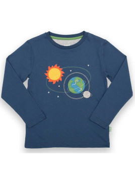 kite kids - Bio Kinder Langarmshirt mit Planeten-Applikation