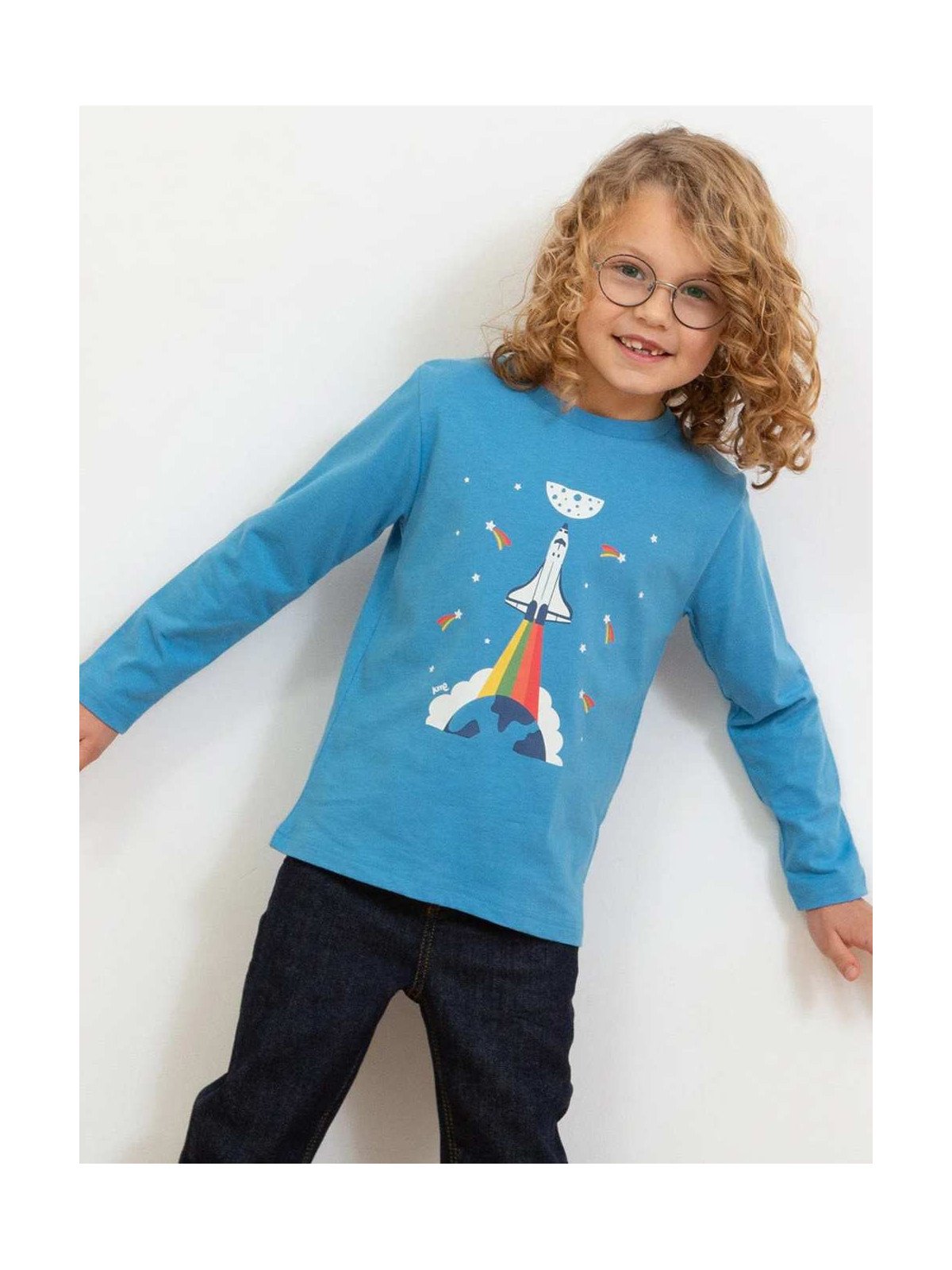 kite kids - Bio Kinder Langarmshirt mit Raketen-Druck