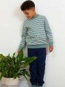 kite kids - Bio Kinder Sweatshirt mit Dinosaurier-Applikation und Streifen