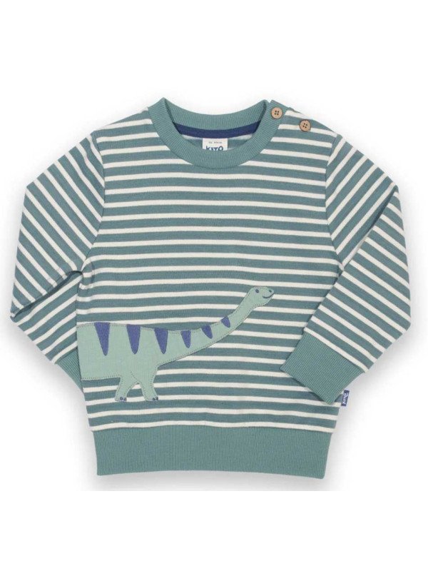 kite kids - Bio Kinder Sweatshirt mit Dinosaurier-Applikation und Streifen