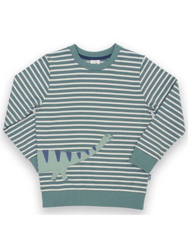 kite kids - Bio Kinder Sweatshirt mit Dinosaurier-Applikation und Streifen