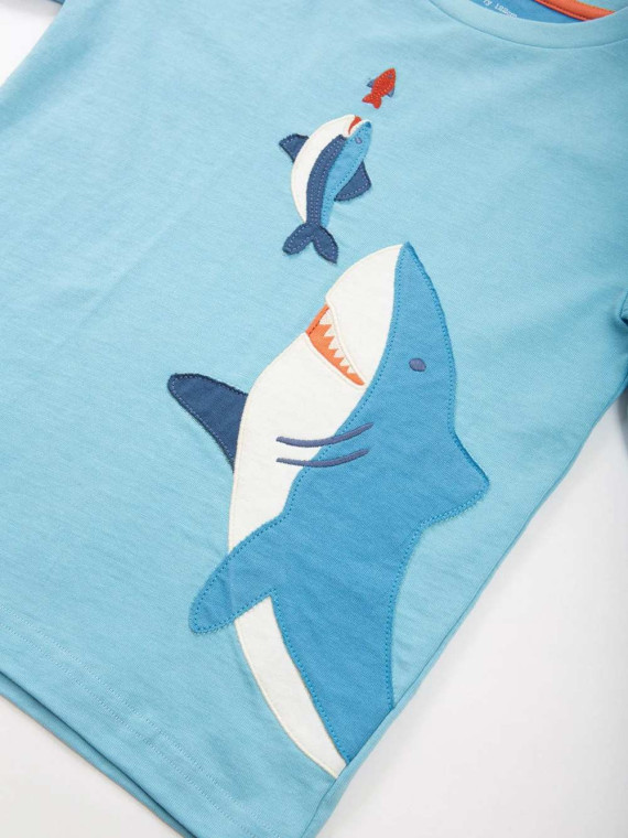 kite kids - Bio Kinder Langarmshirt mit Hai-Applikationen