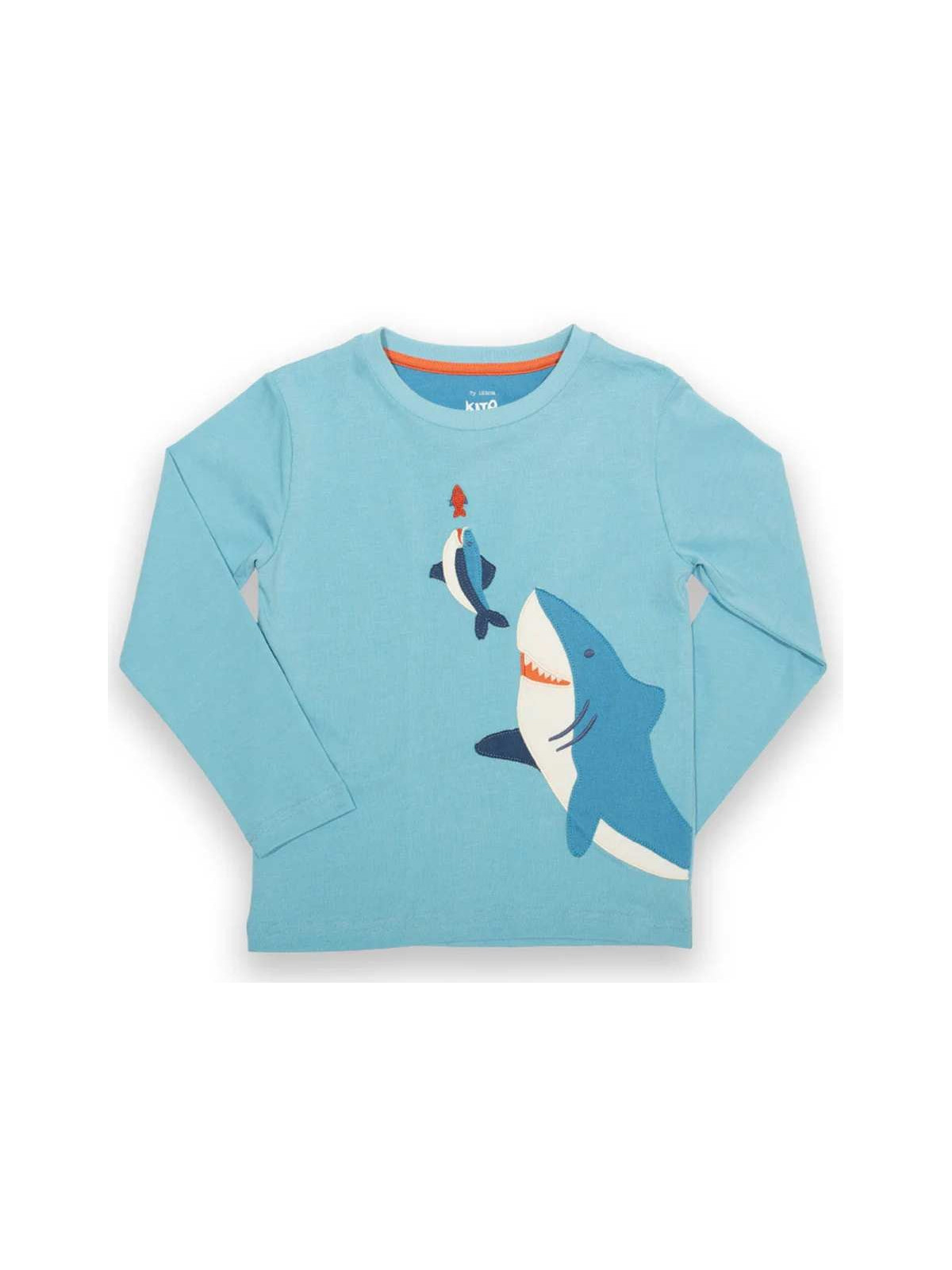 kite kids - Bio Kinder Langarmshirt mit Hai-Applikationen