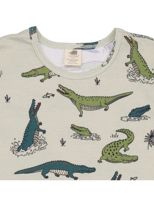 Walkiddy - Bio Kinder T-Shirt mit Krokodil-Allover