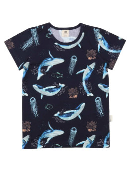 Walkiddy - Bio Kinder T-Shirt mit Wal-Allover, dunkelblau
