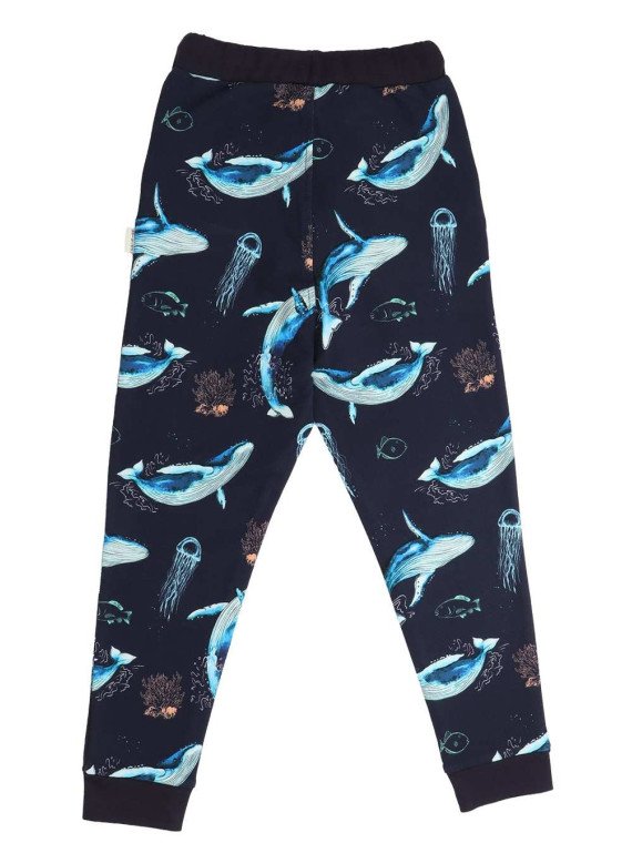 Walkiddy - Bio Kinder Sweathose mit Wal-Allover, dunkelblau