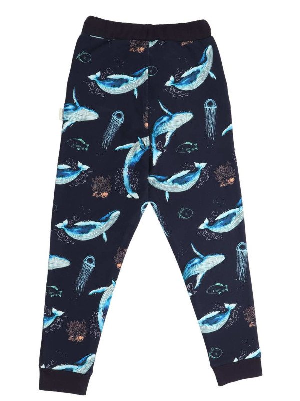 Walkiddy - Bio Kinder Sweathose mit Wal-Allover, dunkelblau