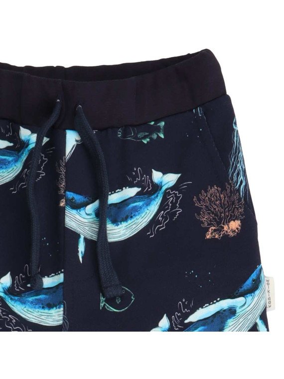 Walkiddy - Bio Kinder Sweathose mit Wal-Allover, dunkelblau
