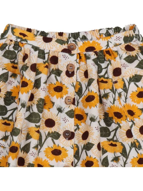 Walkiddy - Bio Kinder Musselin Rock mit Sonnenblumen-Allover