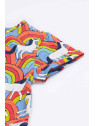frugi - Bio Kinder Jersey Kleid kurzarm "Spring" mit Regenbogen/Pferde-Allover