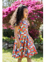 frugi - Bio Kinder Jersey Kleid kurzarm "Spring" mit Regenbogen/Pferde-Allover