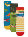 frugi - Bio Kinder Strümpfe 3er-Pack "Rock my Socks" mit Krokodilen und Auto