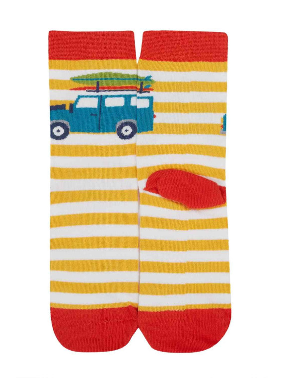 frugi - Bio Kinder Strümpfe 3er-Pack "Rock my Socks" mit Krokodilen und Auto
