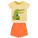frugi - Bio Kinder Set "Easy on wrap around" T-Shirt und Shorts mit Krokodil-Applikation