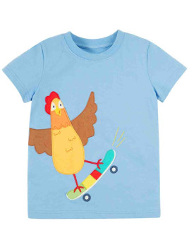 frugi - Bio Kinder T-Shirt "Avery" mit Huhn-Applikation