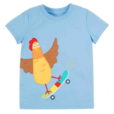 frugi - Bio Kinder T-Shirt "Avery" mit Huhn-Applikation