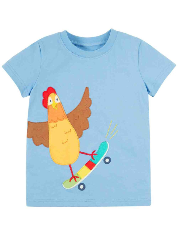 frugi - Bio Kinder T-Shirt "Avery" mit Huhn-Applikation
