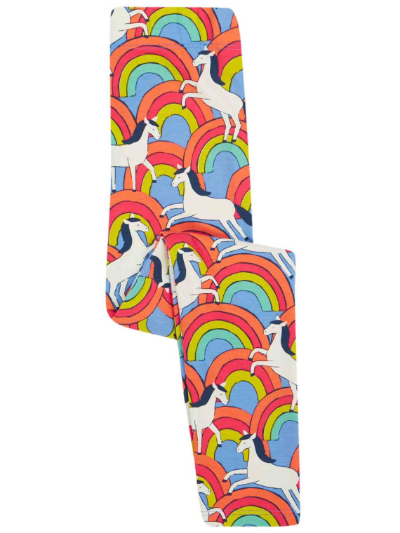 frugi - Bio Kinder Leggings "Leona" mit Regenbogen/Pferde-Allover