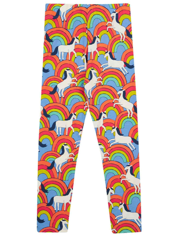 frugi - Bio Kinder Leggings "Leona" mit Regenbogen/Pferde-Allover