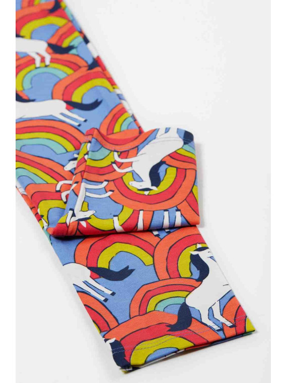 frugi - Bio Kinder Leggings "Leona" mit Regenbogen/Pferde-Allover