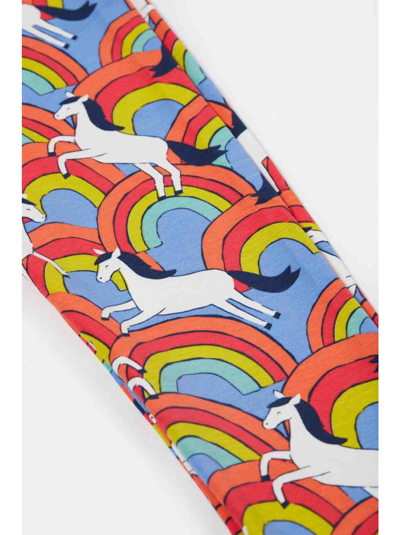frugi - Bio Kinder Leggings "Leona" mit Regenbogen/Pferde-Allover