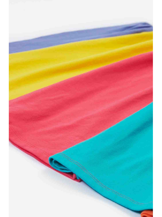 frugi - Bio Kinder Jersey Kleid kurzarm "Rainbow" mit Regenbogen-Stickerei