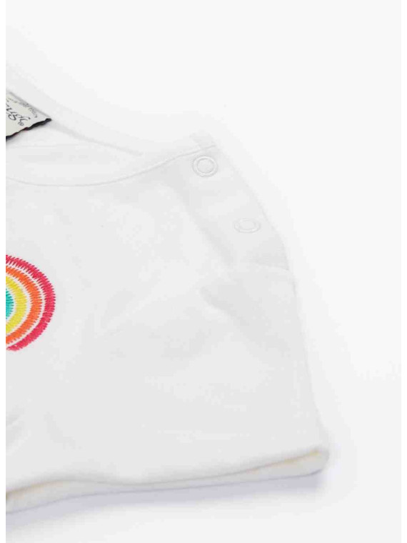 frugi - Bio Kinder Jersey Kleid kurzarm "Rainbow" mit Regenbogen-Stickerei